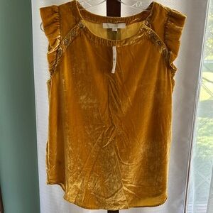 LOFT Golden Ruffle Sleeve Blouse